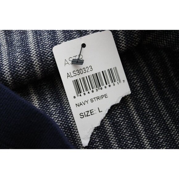 NWT ASTR Pencil Skirt Size Large Knit Navy White Striped Stretch Knee Length - Picture 11 of 12